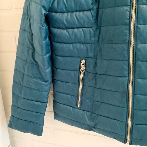 Nanette Lepore Puffer Jacket Outdoor Teal Blue Down Lighweight Lined S - Picture 16 of 16